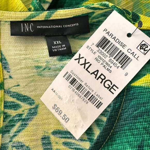 INC International Concepts XX-Large Top Leaf Print Ruffled Flutter Sleeves Multi - Picture 7 of 9